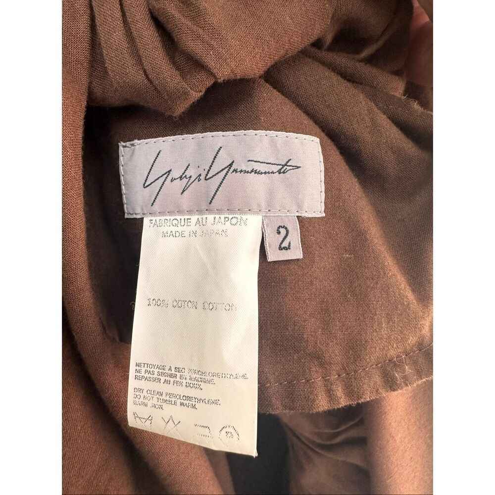 Yohji Yamamoto Women’s Vintage Y2K Brown Pleated Asymmetrical Ruffle Waist Cotto - Picture 4 of 12
